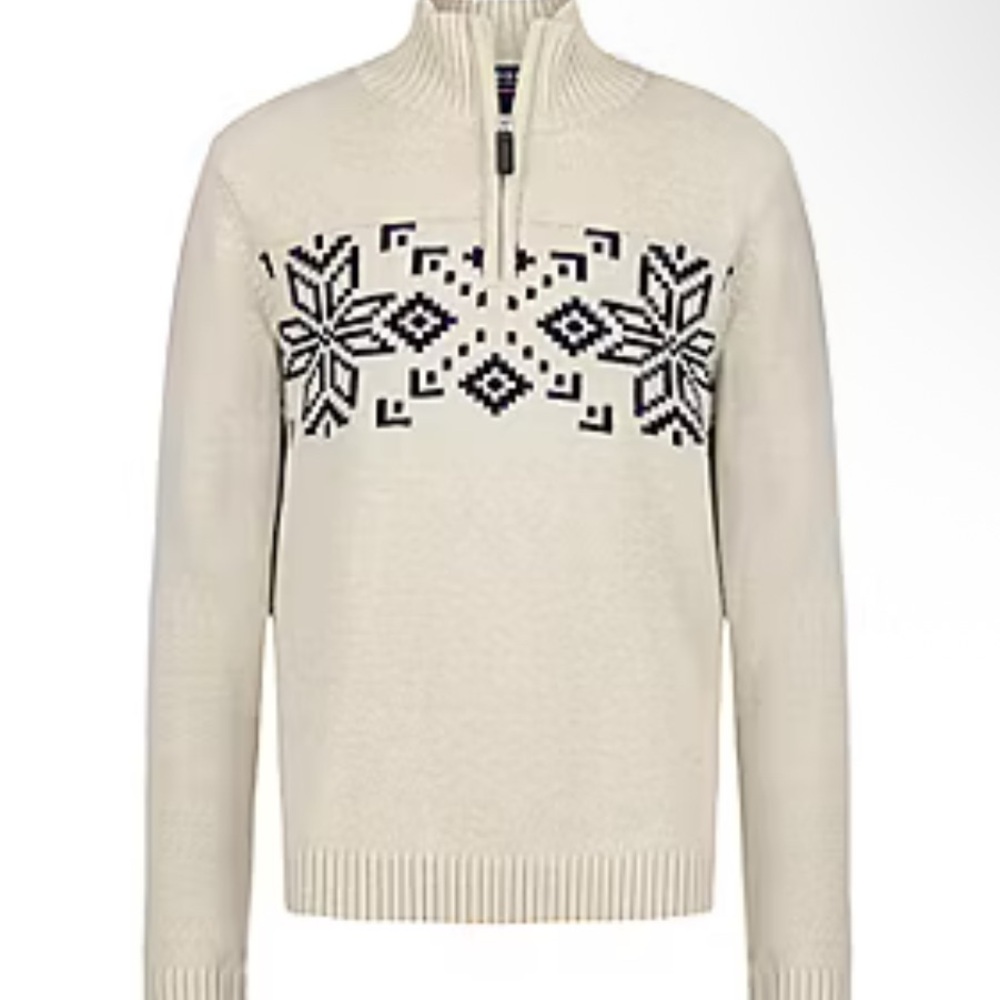 Izod Kid’s  Cream High Neck Half-Zip Nordic Sweater